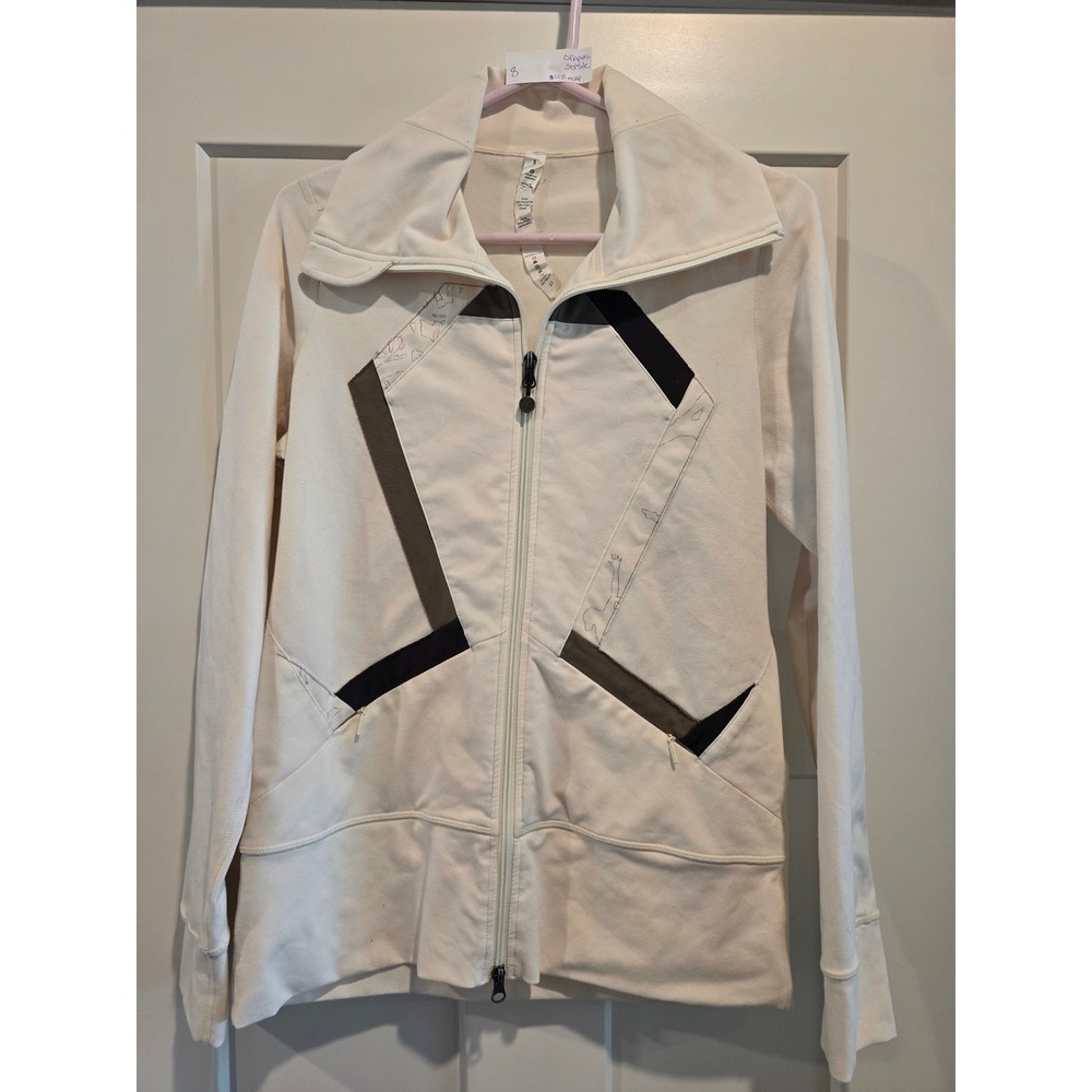 Lululemon Origami Settle Jacket Ivory White Geometric Full Zip define Size 8